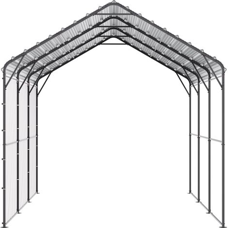 Abri Voiture Extérieur 3x4,5m en Acier Galvanisé, Carport Robuste avec Toit et Parois Latérales Amovibles, Hangar Auto Multi-Usage pour Pick-up, Bateau, Voiture et Tracteur (1/5)