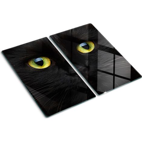 Planche de cuisine, couvre plaque, verre planche découper, verre trempé – 2 x 30 x 52 cm - Yeux de chat (1/5)