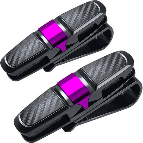 2 porte-lunettes pare-soleil auto avec pince, rotation 180°, rose (1/5)
