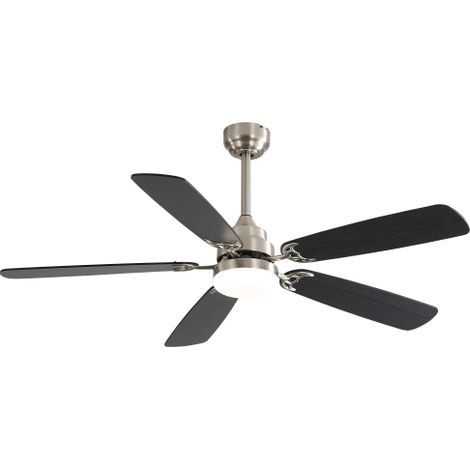 Ventilatore da soffitto LED 132x132x35,56 cm in MDF nichel spazzolato, 6 velocità - MEUBLIV (1/5)
