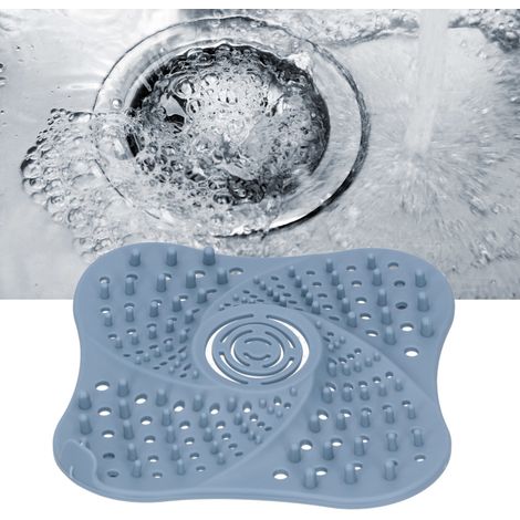 Couvercle de siphon de sol de salle de bain, attrape-cheveux, bouchon anti-obstruction, filtre d'évier bleu (1/5)