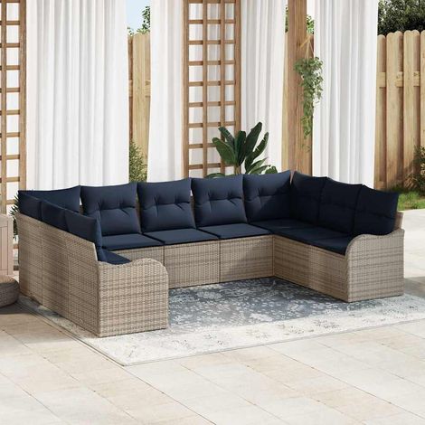 Set Divano da Giardino Grigio polyrattan vidaXL (1/5)
