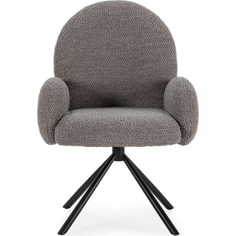 Sillón giratorio modelo Damas con brazos tapizado textil gris claro, 89cm(alto) 64cm(ancho) 60cm(largo) (1/5)
