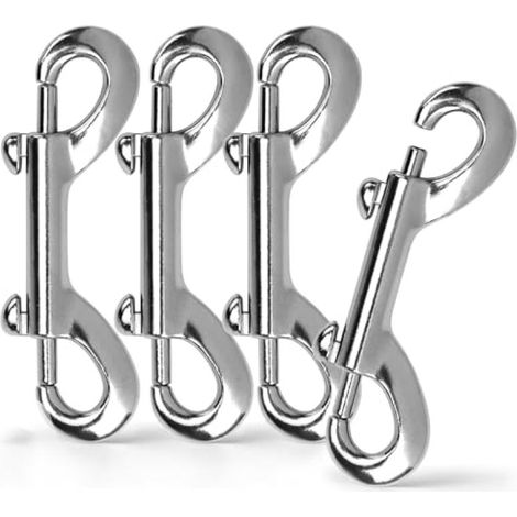 Mosquetones dobles para correa de perro, aleación de zinc de alta resistencia, 4 unidades (9 cm, color plata)