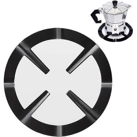 Support en acier pour cafetière italienne (Moka) compatible avec les cuisinières à gaz, réducteur de brûleur en métal, bague de réduction pour cafetière, 1 pièce, noir (1/5)