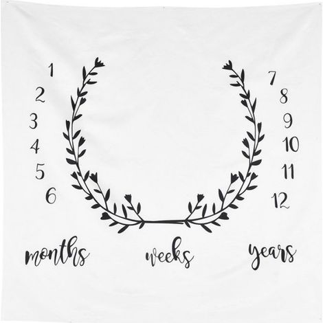1 Couverture milestone, coton polyester, noir et blanc, 100 cm, accessoire photographie nouveau-né, toutes saisons (1/5)