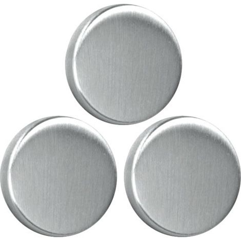 3 Magneti adesivi rotondi in acciaio spazzolato ø 3,5cm - Metaltex