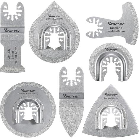 Lot de 7 lames diamant multi-outils universelles pour enlever le grain, les joints, les lames à dégagement rapide pour carrelage, brique d'air, ciment, béton, maçonnerie (1/5)
