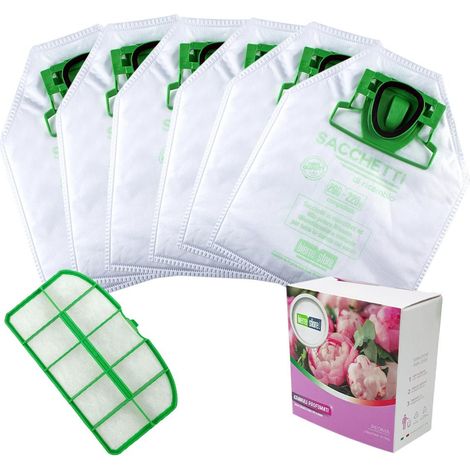 Sacchetti folletto vk 200 - 220s 6 pz + granuli peonia + filtri compatibili (1/2)