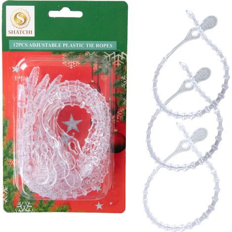 33cm Clear Adjustable Cable Ties for Garlands, Lights and Cables Reusable PVC Holders (1/5)