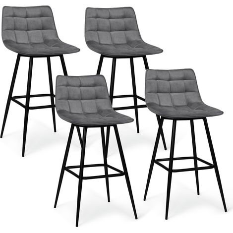 Set di 4 sgabelli da bar in velluto grigio chiaro MADY (1/5)