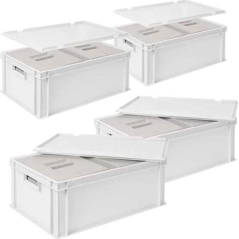BRB 4x 2 Thermoboxen in Stapelkiste mit Deckel, LxBxH 600x400x220 mm, EPS, weiß (1/3)