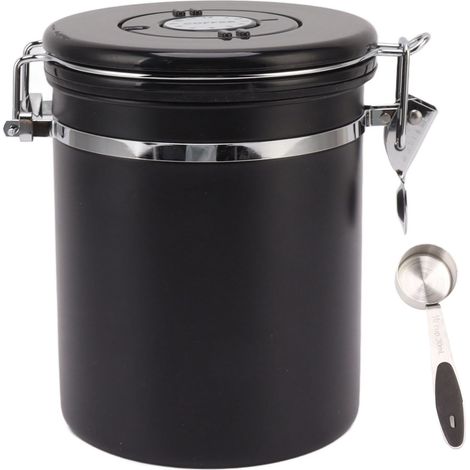 Récipient de conservation pour grains de café en acier inoxydable 304, boîte hermétique avec valve d'évent et indicateur de date, cuillère incluse, 1,5L (12x15cm) (1/5)