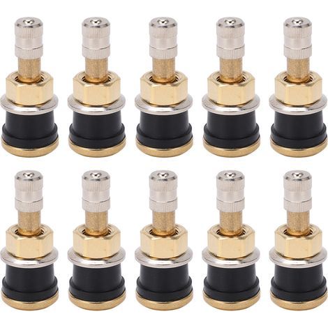 Tbest Tige de Valve en Laiton TR501 pour Camion Tubeless Haute Résistance pour Trous de 0,625 Pouces, Matériau Durable Antirouille et en Caoutchouc 10 Pièces. (1/5)