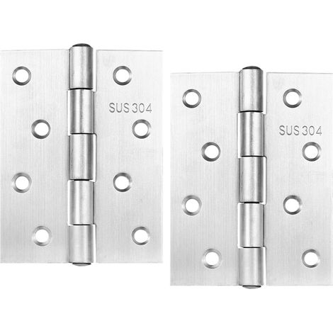 Charnières pliantes robustes en acier inoxydable pour portes en bois, fenêtres, armoires, portails de jardin, extérieur et intérieur (100 x 75 mm)