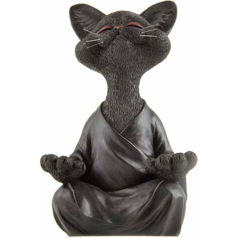 Figurine chat Bouddha objet déco méditation bien-être amoureux des chats