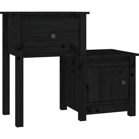 Maison Exclusive - Table de chevet Noir 79,5x38x65,5 cm Bois de pin massif (1/5)