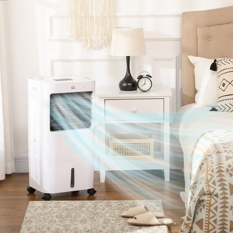Refroidisseur d'Air Portable Silencieux Climatisation avec Écran LED et Télécommande 32x37x74 cm Blanc