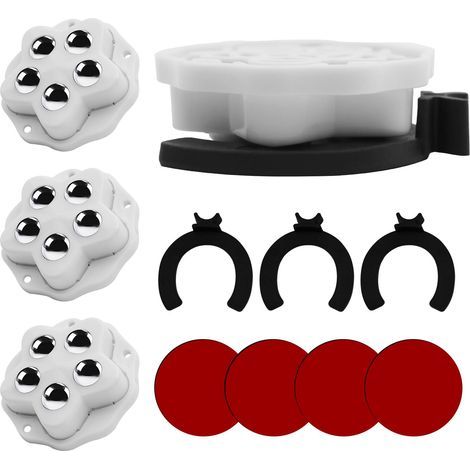 Set of 4 small ball-bearing transfer casters, self-adhesive furniture casters, 360° ball casters (white) (1/5)