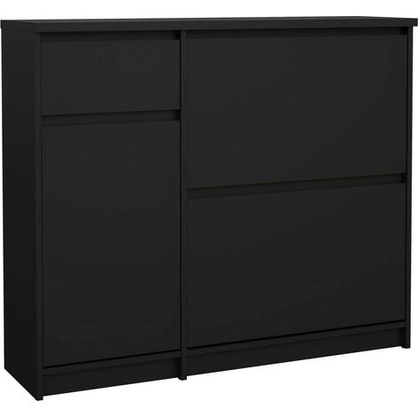 Dmora - Schuhschrank Todd, Schuhregal, Mehrzweck-Eingangsgarderobe, Möbel für Schuhe, 109x32 h93 cm, Schwarz