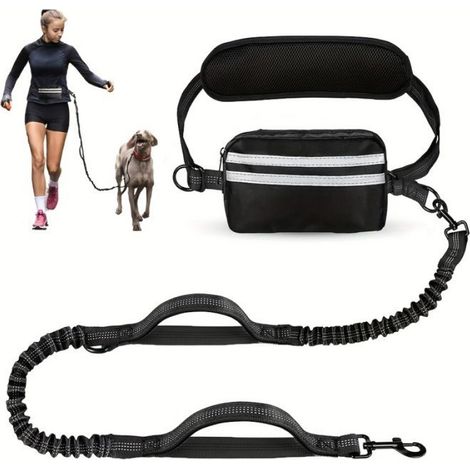 Laisse Canicross Chien,Harnais Ceinture pour Chien sans Les Mains, Laisse Réfléchissante Anti-Fuite avec Ceinture Lombaire Réglable (1/5)