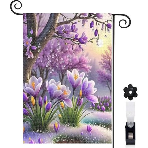 Drapeau de jardin Bienvenue en tissu résistant 45 x 30 cm résistant aux intempéries décoration saisonnière pour jardin (1/5)