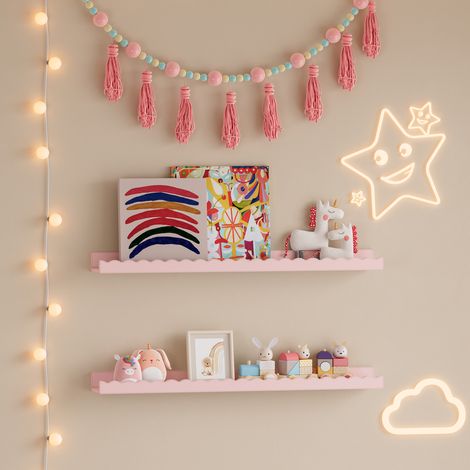 Kinder-Wandregal 2er Set Vestnes 60x10x5 cm Cotton Candy [en.casa] (1/5)