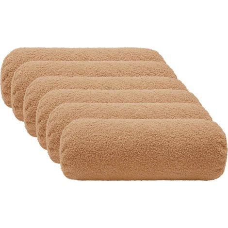 Housse de coussin 6 pcs HEERLEN Beige Ø 15 x 40 cm Bouclé vidaXL