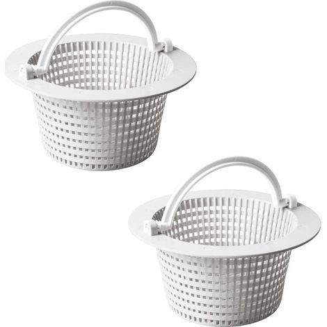 Cestello skimmer rotondo per piscine fuori terra con maniglia per una facile rimozione, set da 2 - 16 cm - Bianco (1/5)