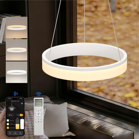 doporro Moderne LED Pendelleuchte – 40cm Dimmbare Esszimmerlampe hängend mit App & Fernbedienung, 3000–6000K, CRI≥95, höhenverstellbar für Esstisch & Wohnraum, Luvina02, Kaffee