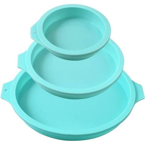 Moule à gâteau rond en silicone, 3 paquets de disque en silicone comme moule pour gâteau, sous-verres en résine, savon à la main - 4 "+6" +8" Vert (1/5)