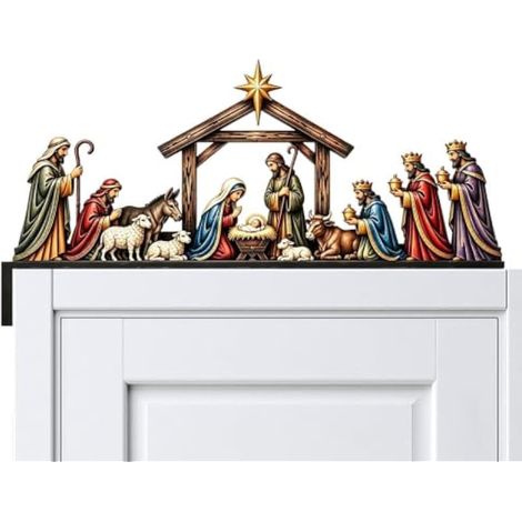 Crèche de Noël avec de porte - Décoration saisonnière pour la maison (1/5)