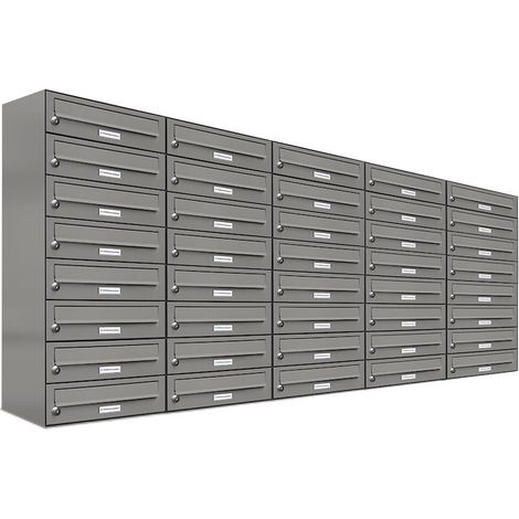 45er Premium Briefkasten Aluminiumgrau RAL Farbe 9007 für Außen Wand Postkasten (1/5)
