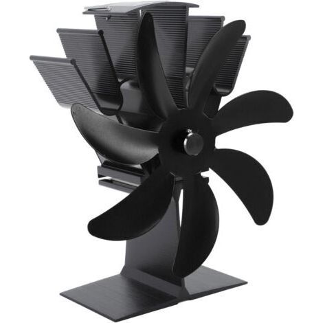 Ventilateur thermoélectrique à 7 pales pour poêle à bois, en alliage d'aluminium (noir)