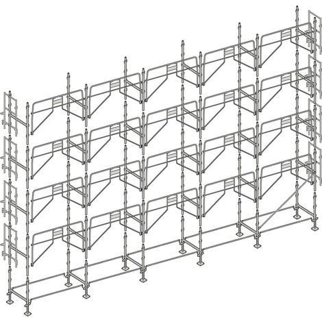 Altrad – Échafaudage façadier 160 m² – Hauteur de travail 10 m – Largeur 0,80 m – Charge maximale 300 kg/m² – Montage rapide et sécurisé