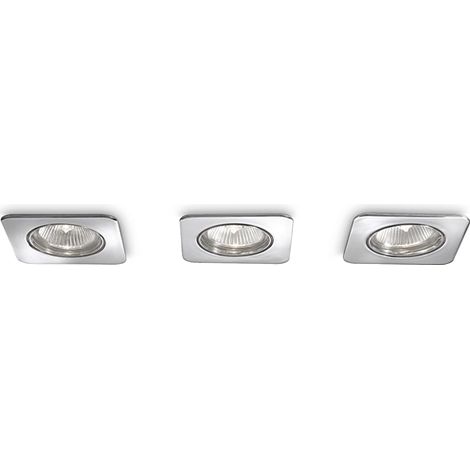 Merga Merga - Set 3 spot incasso quadrati cromo 8,3 cm
