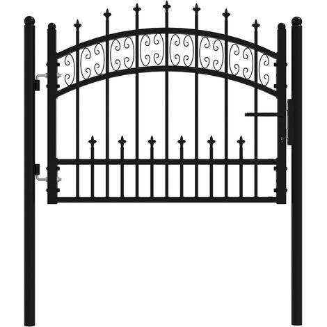 vidaXL Cancello per recinzione con punta a lancia nero 103x75 cm in acciaio verniciato a polvere (1/5)