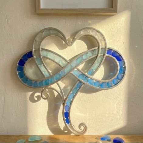 Décoration en verre de mer en forme de cœur infini, 20 cm - Pendentif cœur - B