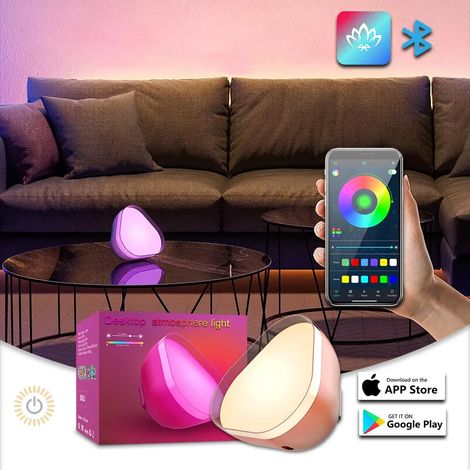 (Version Bluetooth) Lampe d'ambiance intelligente, lampe de bureau RGB, adaptée aux tables de chevet de la chambre. (1/4)