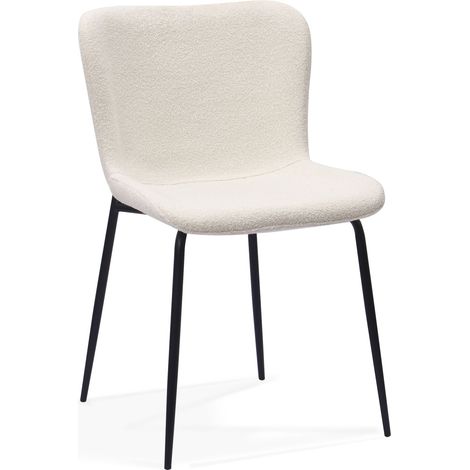 ELVMI Lote de 2 Sillas de Comedor con Respaldo Alto Redondeado, Asiento Acolchado, Tela y Metal, Blanco (1/5)