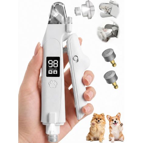 Coupe-griffes chien et chat avec LED et meuleuse 2 en 1, blanc (1/5)