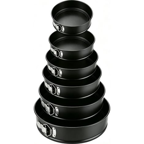Lot de 6 moules à gâteau à charnière de 6 tailles avec fond amovible, plaque de cuisson à base amovible pour la cuisson de cheesecake, gâteaux superposés, 12/18/20/24/26/28 cm (1/5)