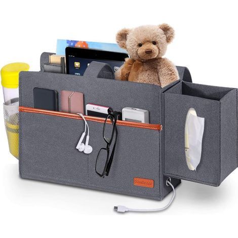 Organisateur de lit en feutre, étagère de lit, sac de rangement pour canapé avec mouchoirs en papier