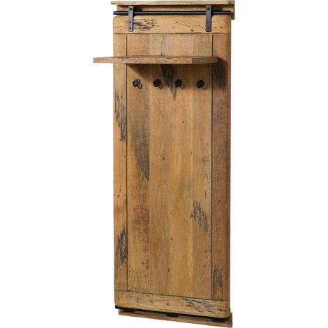 Porte manteau en bois de manguier laqué brun clair RAILWAY 1009