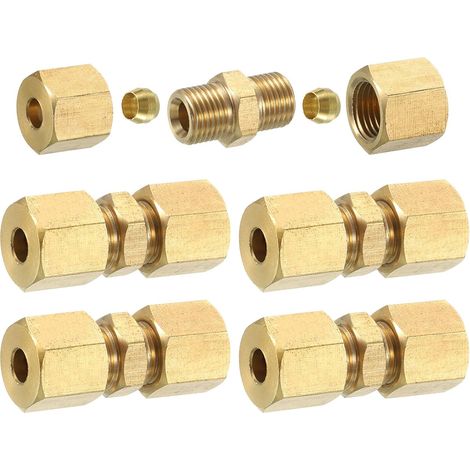 5Pcs Raccord à Compression en Laiton, Connecteur pour Tube OD 5mm, Connecteurs Union à Compression Filetés NPT (1/5)