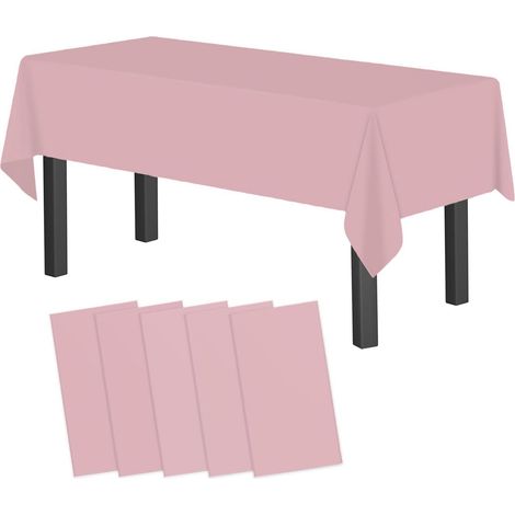 5x Einweg-Tischdecke Rosa 137x274 cm Kunststoff, wasserdicht