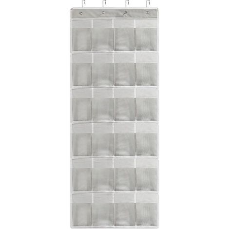 Range chaussures à suspendre sur la porte, sac de rangement suspendu avec 24 poches, rangement de chaussures suspendu, organiseur de suspension multifonction pour chambre à coucher, salle de bain (1/5)