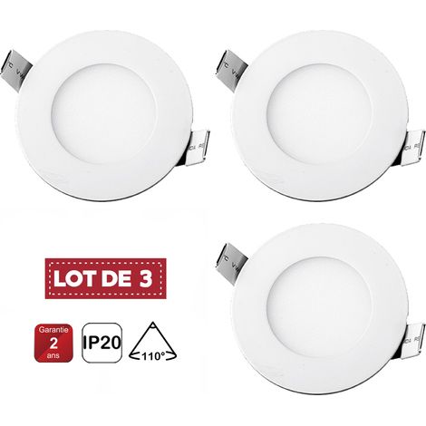 Lot de 3 Spot Encastrable Led Downlight Panel Extra plat 6w Blanc Chaud 3000k, Diamètre : ø120mm - Digilamp (1/5)