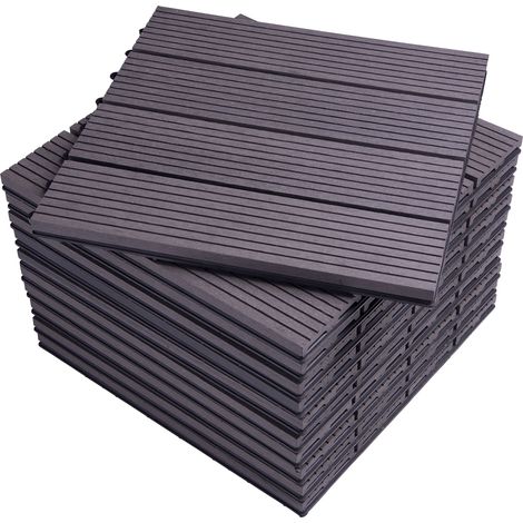 Woltu – Dalle de terrasse en composite bois-plastique 30x30 cm – Lot de 11 pièces – Résistant aux UV et antidérapant – Facile à installer et à entretenir