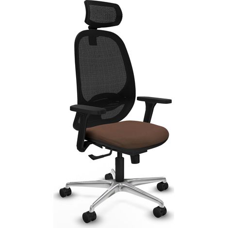 Chaise bureau piqueras y crespo Cilanco noir aluminium maille (1/2)